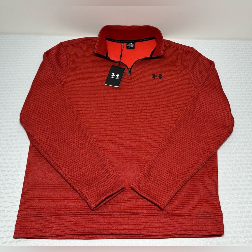 Under Armour Sweater Men's L Red 1/4 Zip Storm Fleece Pullover Sweatshirt NWT